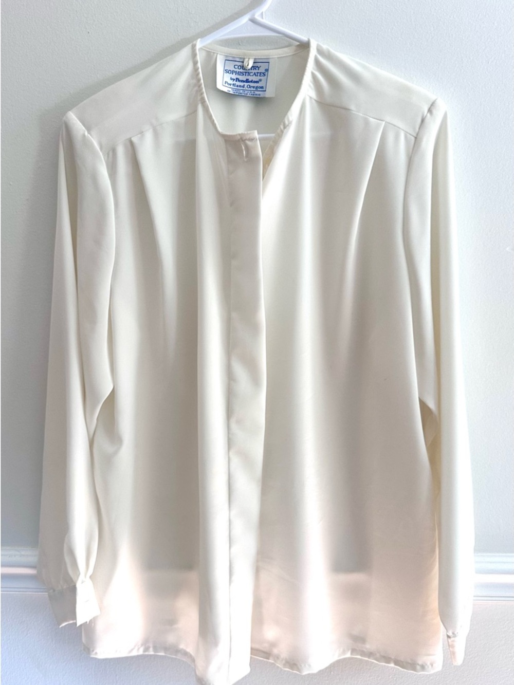 VTG Pendleton Country Sophisticates 14W White Blouse Made in USA Secretary